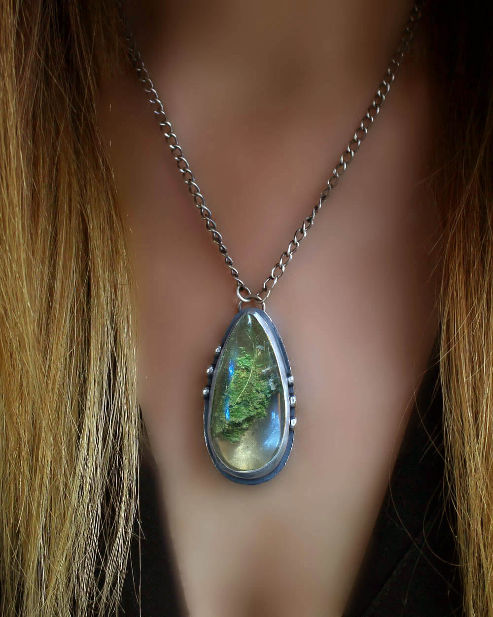 An Underwater Forest - Lodolite Sterling Silver Necklace