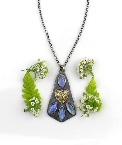 Raindrops in the Night - Moonstone Sterling Silver Necklace