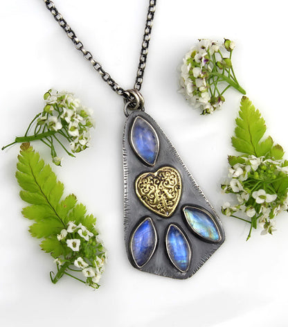 Raindrops in the Night - Moonstone Sterling Silver Necklace