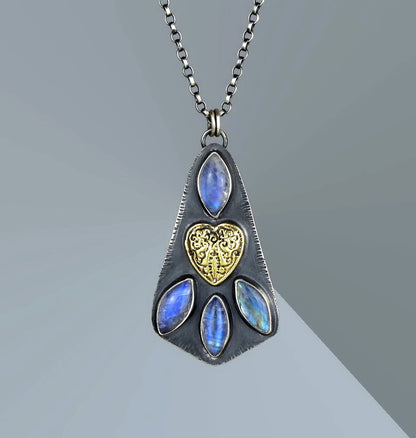 Raindrops in the Night - Moonstone Sterling Silver Necklace