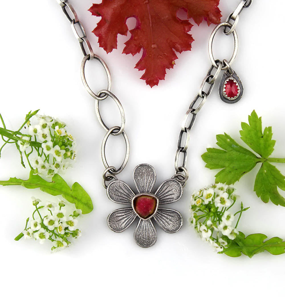 Flowering the World - Tourmaline Sterling Silver Necklace