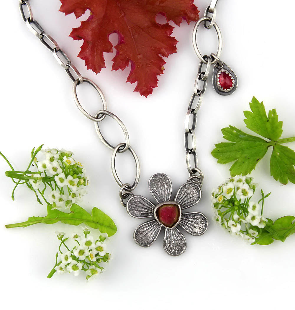 Flowering the World - Tourmaline Sterling Silver Necklace