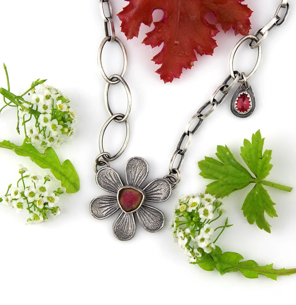 Flowering the World - Tourmaline Sterling Silver Necklace