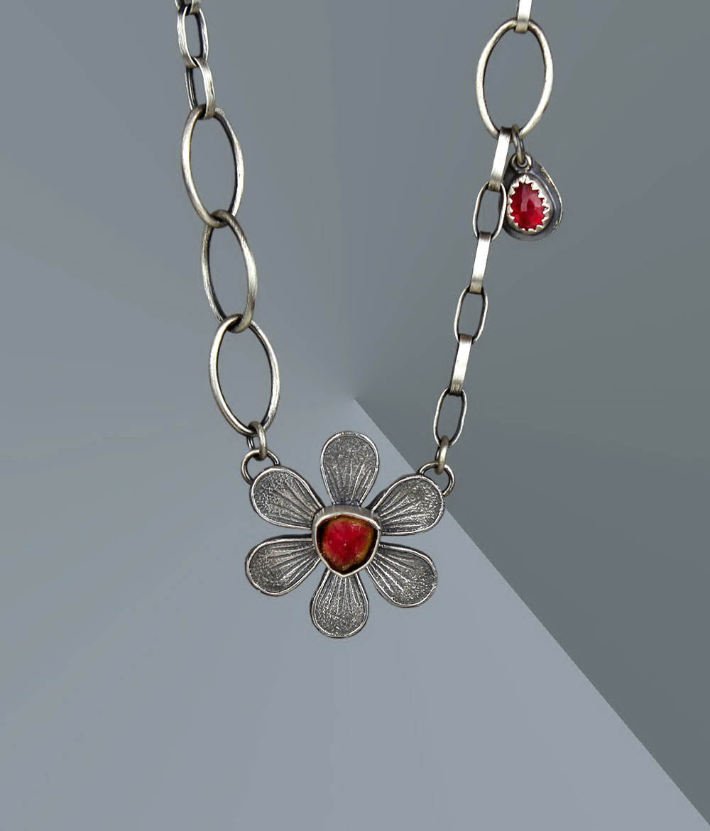 Flowering the World - Tourmaline Sterling Silver Necklace