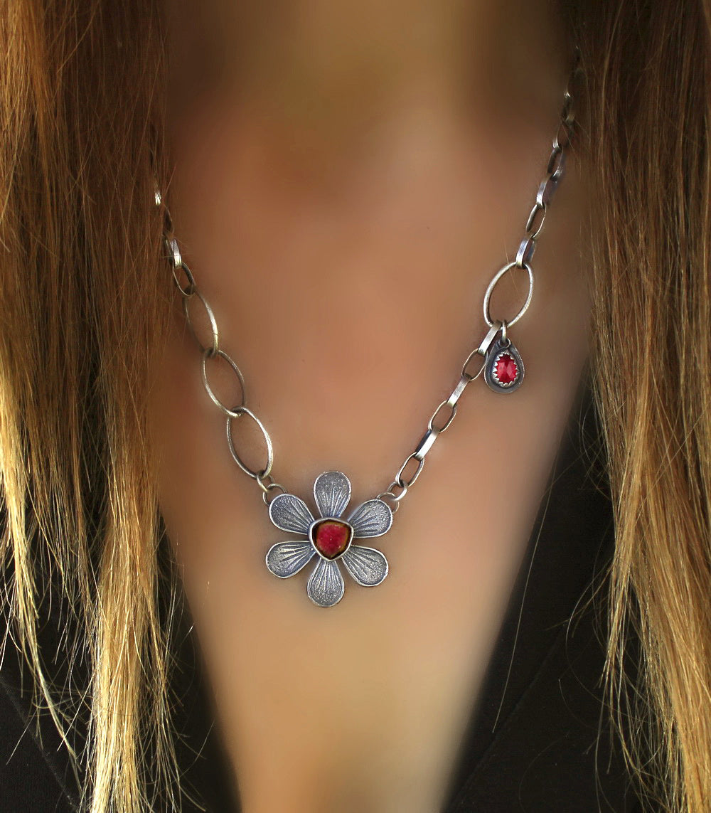 Flowering the World - Tourmaline Sterling Silver Necklace