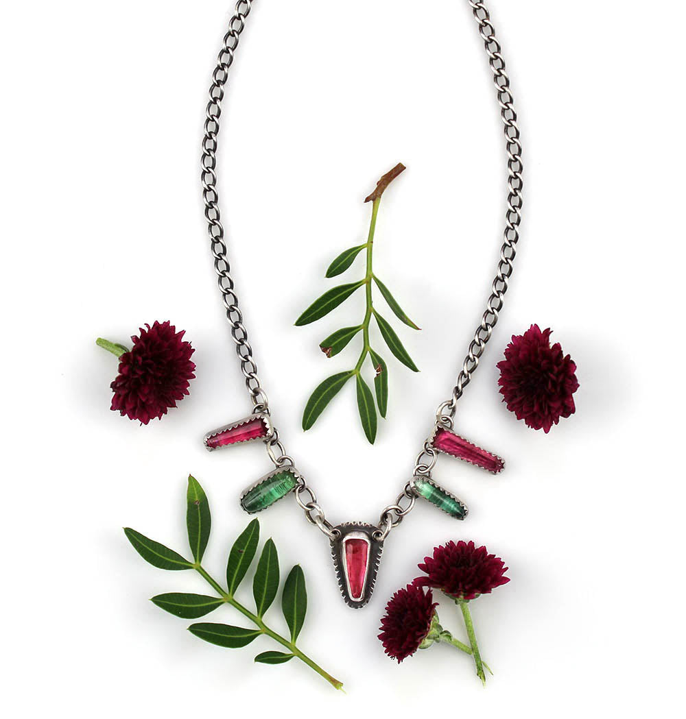 Flowering the World - Tourmaline Sterling Silver Necklace