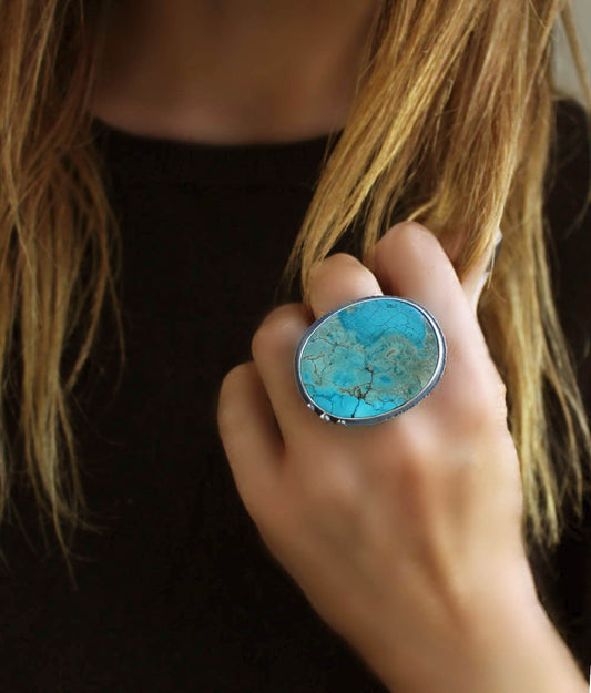Island in the Sky - Turquoise Sterling Silver Ring