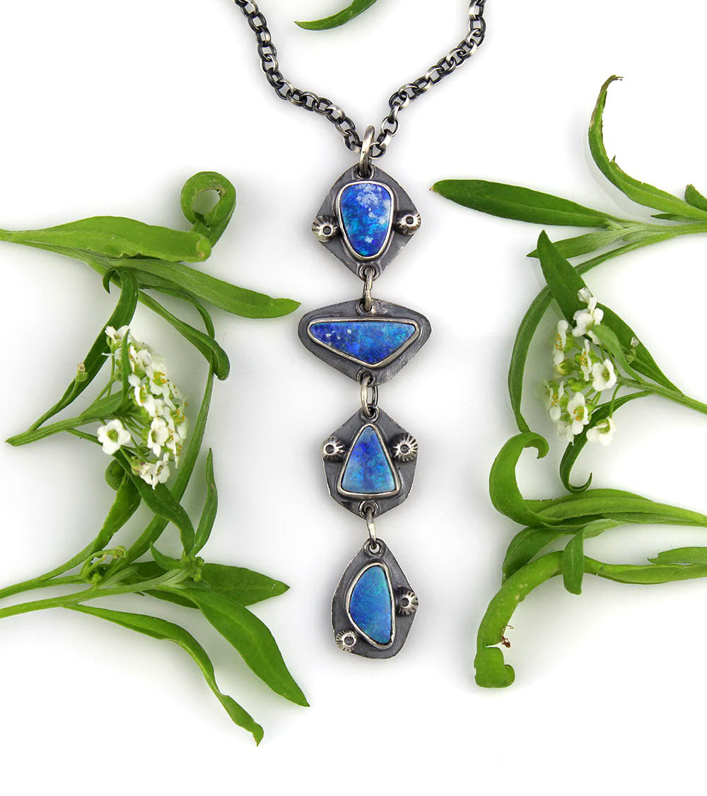 Beneath the Aurora - Australian Opal Sterling Silver Necklace