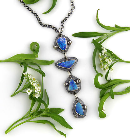 Beneath the Aurora - Australian Opal Sterling Silver Necklace