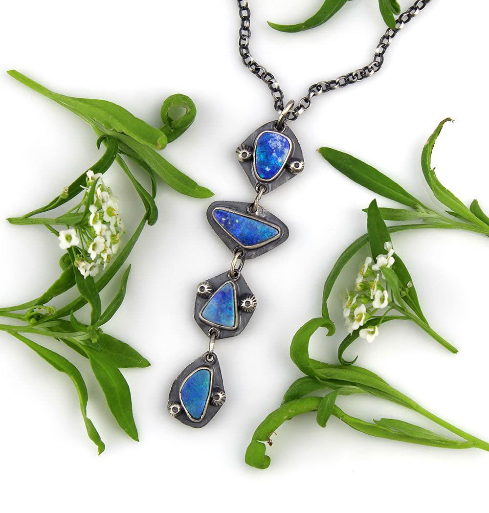 Beneath the Aurora - Australian Opal Sterling Silver Necklace