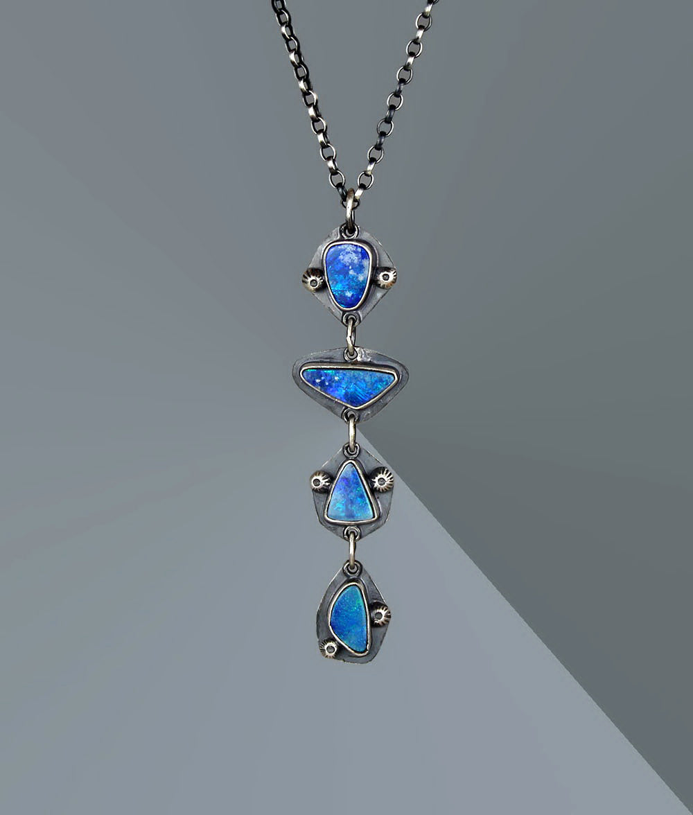 Beneath the Aurora - Australian Opal Sterling Silver Necklace