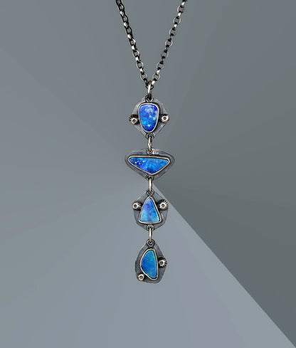 Beneath the Aurora - Australian Opal Sterling Silver Necklace