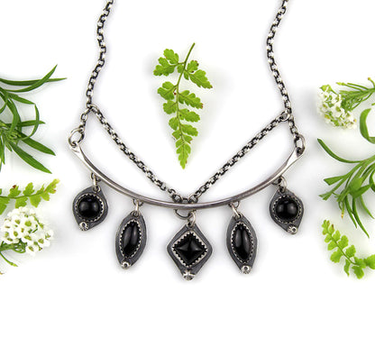 Dark Portal - Black Onyx Sterling Silver Necklace