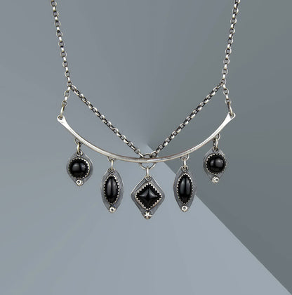 Dark Portal - Black Onyx Sterling Silver Necklace