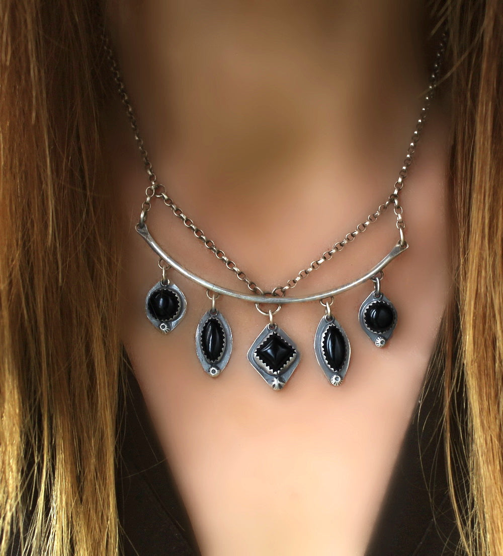 Dark Portal - Black Onyx Sterling Silver Necklace