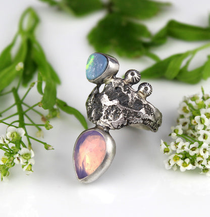 Fairytale - Lavender Quartz and Australian Opal Sterling Silver Ring