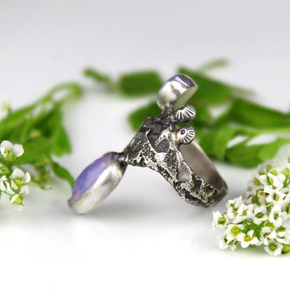 Fairytale - Lavender Quartz and Australian Opal Sterling Silver Ring