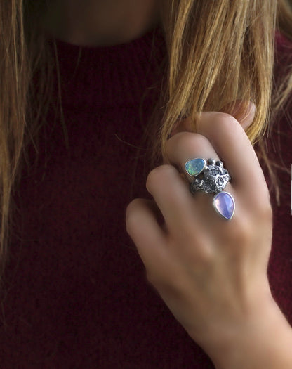 Fairytale - Lavender Quartz and Australian Opal Sterling Silver Ring