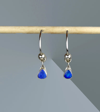 Gliding Through the Sky - Australian Opal Sterling Silver Hoop Earrings