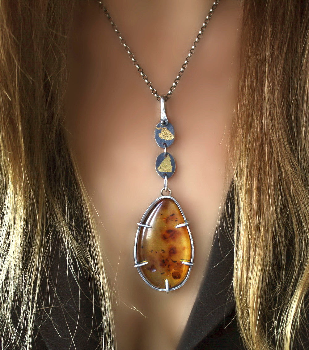 Ancient Life - Baltic Amber Sterling Silver Necklace
