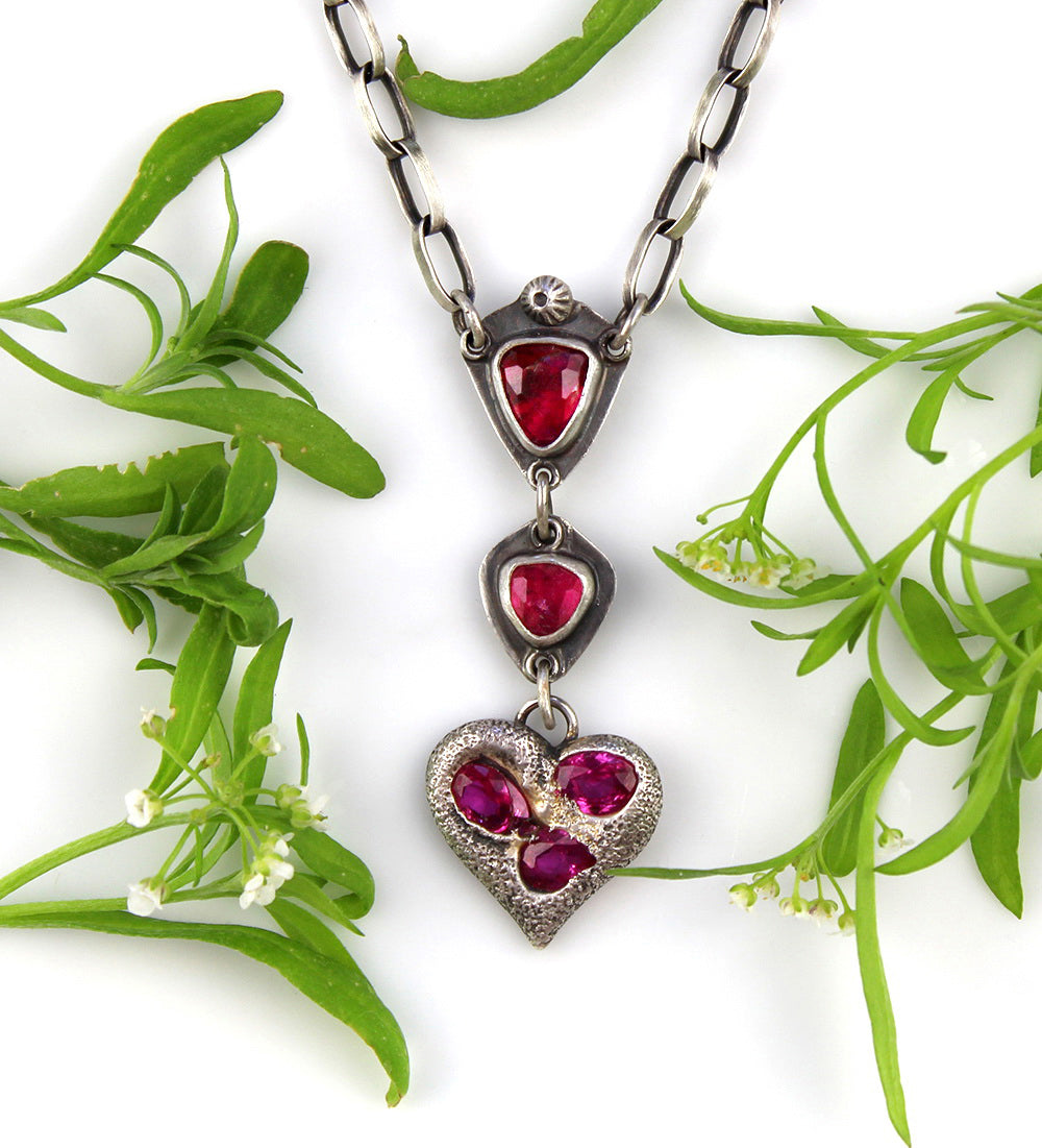 Delving Within - Tourmaline and Sapphire Sterling Silver Necklace