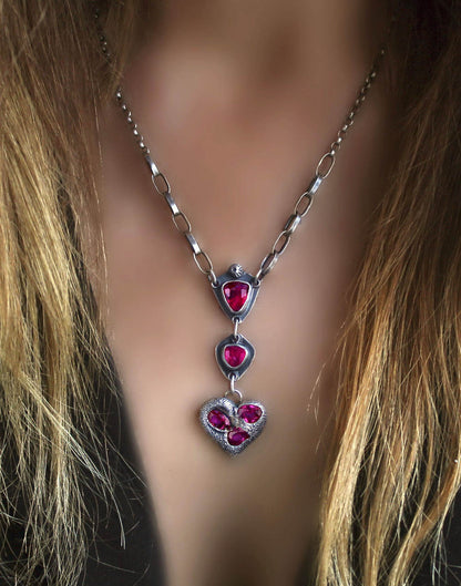 Delving Within - Tourmaline and Sapphire Sterling Silver Necklace