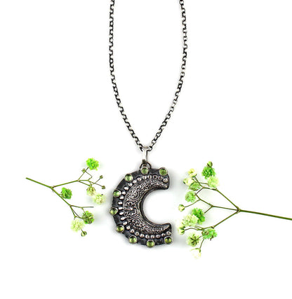 MADE TO ORDER :: Moon Sparkle - Apatite Sterling Silver Moon Necklace