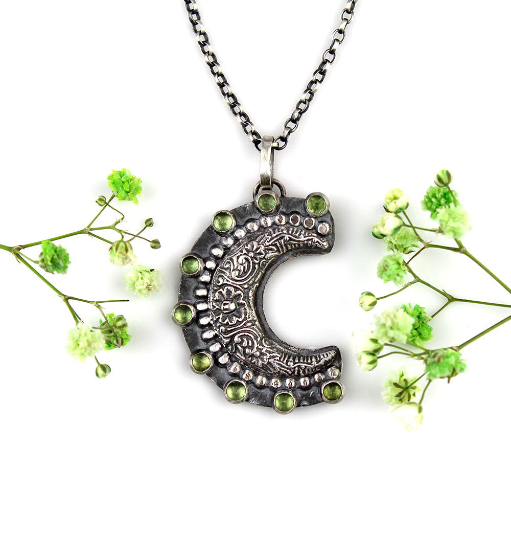MADE TO ORDER :: Moon Sparkle - Apatite Sterling Silver Moon Necklace