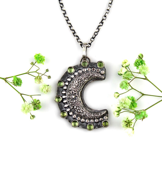 MADE TO ORDER :: Moon Sparkle - Apatite Sterling Silver Moon Necklace