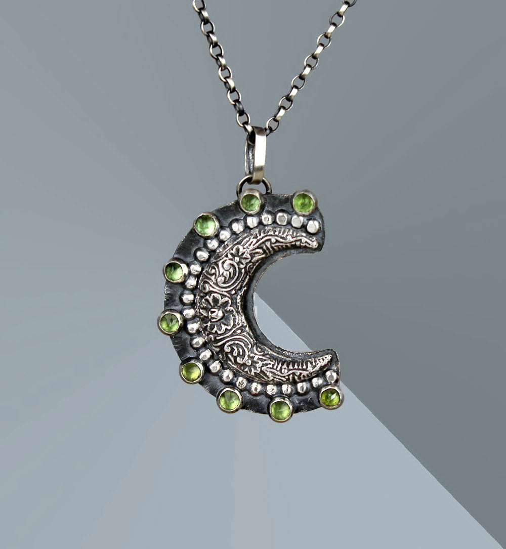 MADE TO ORDER :: Moon Sparkle - Apatite Sterling Silver Moon Necklace
