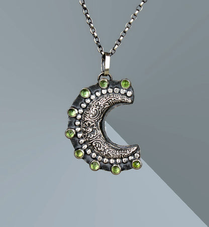 MADE TO ORDER :: Moon Sparkle - Apatite Sterling Silver Moon Necklace