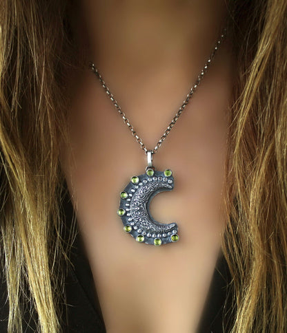 MADE TO ORDER :: Moon Sparkle - Apatite Sterling Silver Moon Necklace