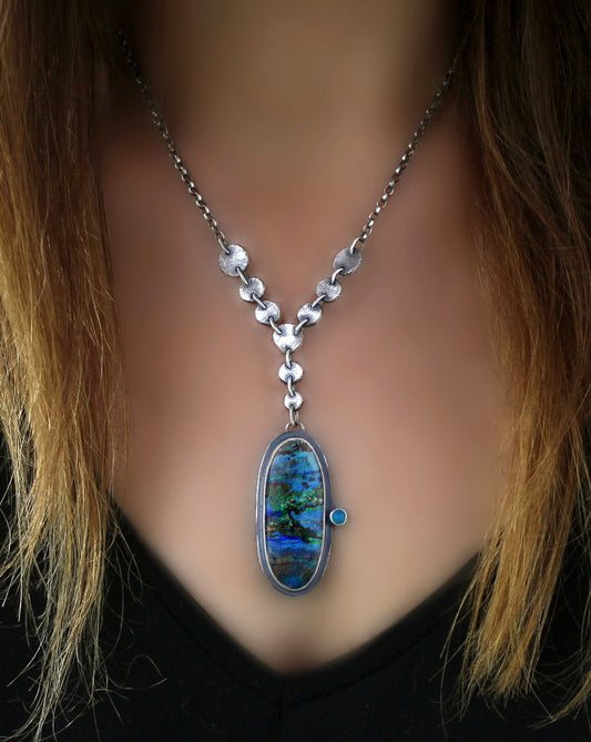 Stillness of the Sky - Azurite Sterling Silver Necklace