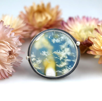 MADE TO ORDER :: Amid the Clouds - Plume Agate Sterling Silver Ring