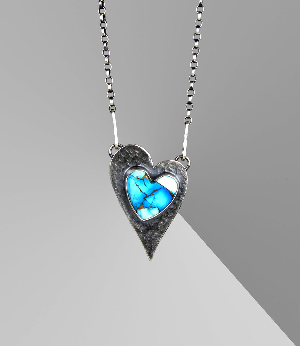 MADE TO ORDER :: Regal Heart - Dahlia Mohave Sterling Silver Necklace