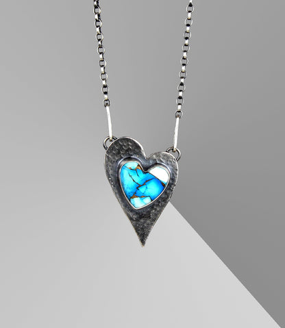 MADE TO ORDER :: Regal Heart - Dahlia Mohave Sterling Silver Necklace