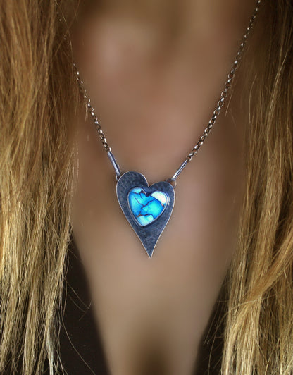 MADE TO ORDER :: Regal Heart - Dahlia Mohave Sterling Silver Necklace