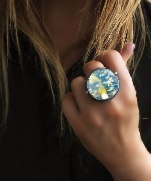 MADE TO ORDER :: Amid the Clouds - Plume Agate Sterling Silver Ring