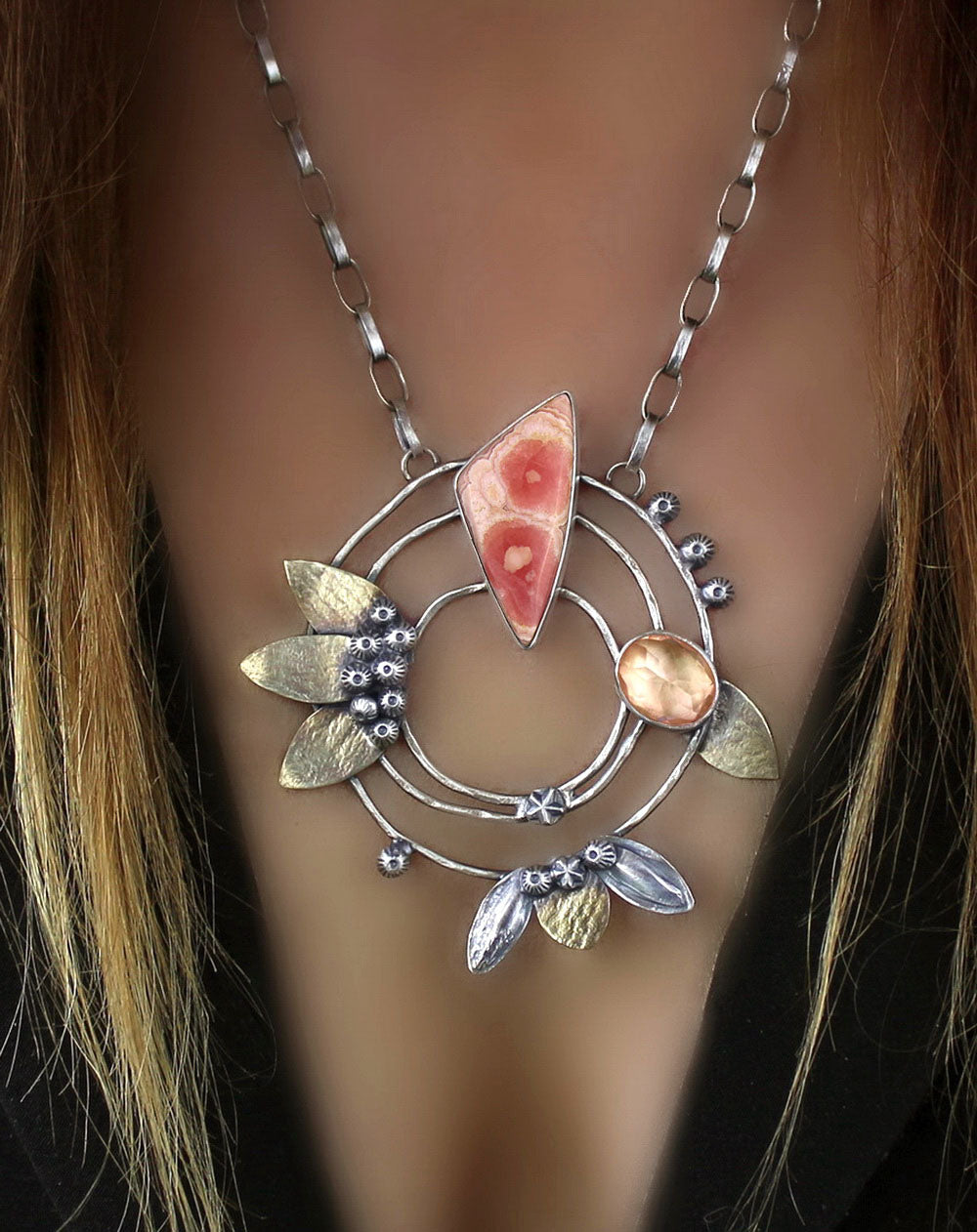 The Dawn - Rhodochrosite Sterling Silver Necklace
