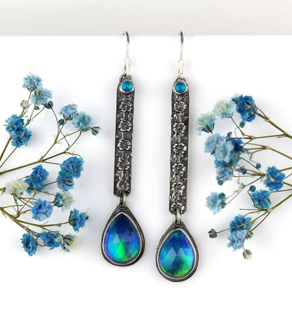 MADE TO ORDER :: Beneath the Aurora - Aurora and Ethiopian Opal Sterling Silver Earrings