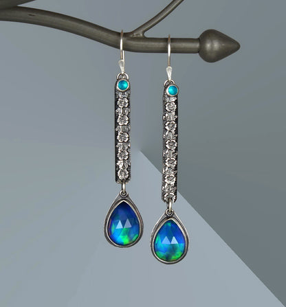 MADE TO ORDER :: Beneath the Aurora - Aurora and Ethiopian Opal Sterling Silver Earrings