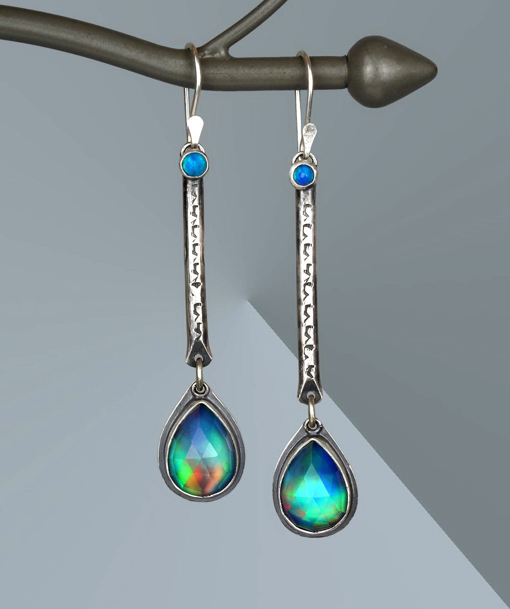 MADE TO ORDER :: Beneath the Aurora - Aurora and Ethiopian Opal Sterling Silver Earrings