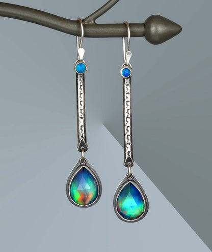MADE TO ORDER :: Beneath the Aurora - Aurora and Ethiopian Opal Sterling Silver Earrings