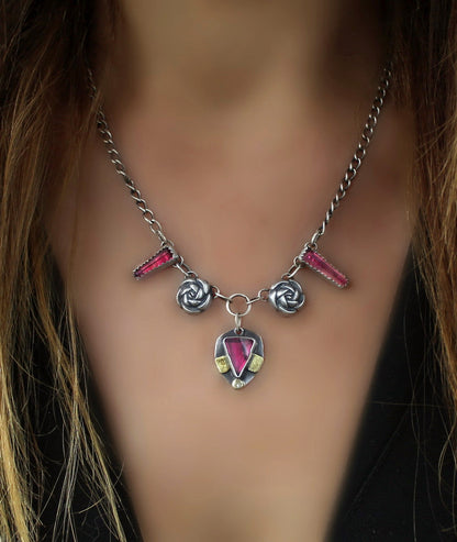 Flowering the World - Tourmaline Sterling Silver Necklace