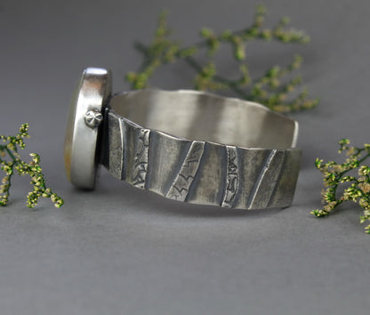 Gliding Through the Sky - Plume Agate Sterling Silver Cuff