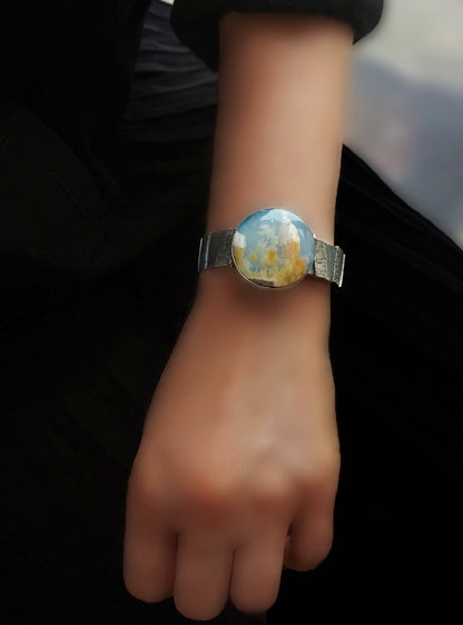 Gliding Through the Sky - Plume Agate Sterling Silver Cuff