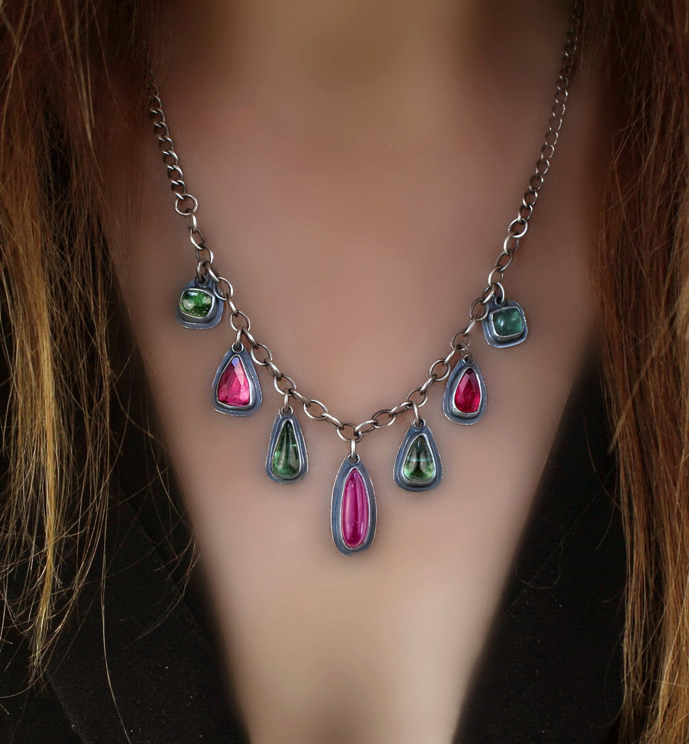 To the Heart of Life - Tourmaline Sterling Silver Charm Necklace