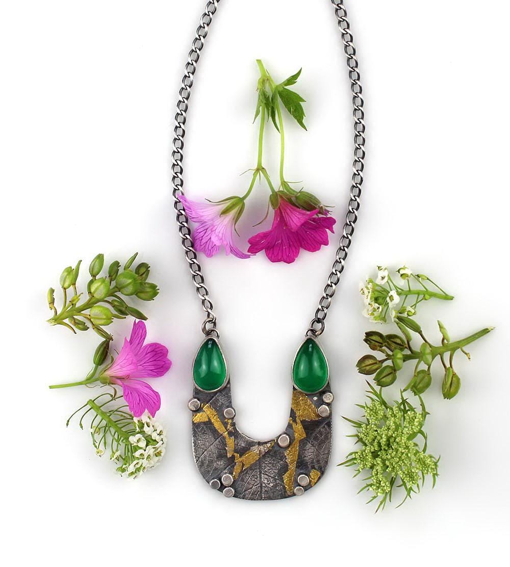 Emergence of Life - Green Onyx Sterling Silver Necklace