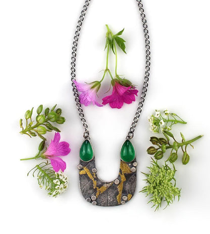 Emergence of Life - Green Onyx Sterling Silver Necklace