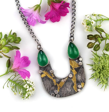 Emergence of Life - Green Onyx Sterling Silver Necklace